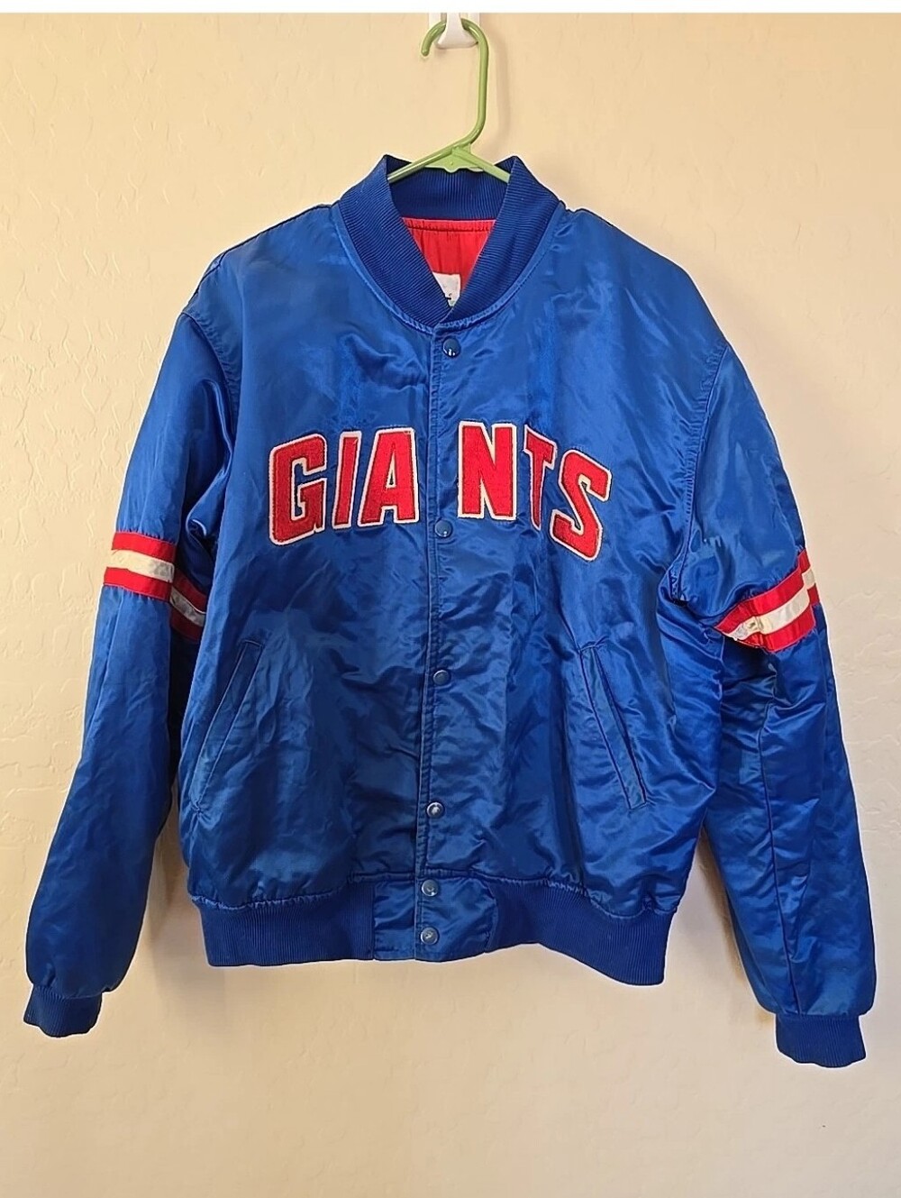 Vintage Giants Blue Satin Bomber Jacket Mens Size L